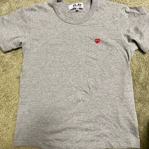 Authentic Comme Des Garcons Play Heart Eyes Gray Jersey T-Shirt-Brand New